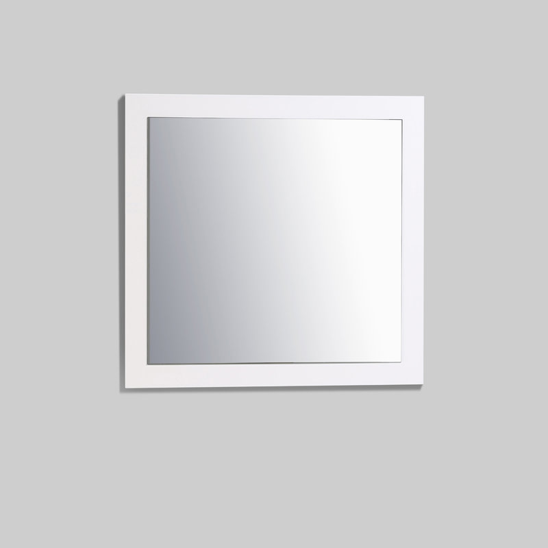 Schweitzer Modern & Contemporary Beveled Bathroom/Vanity Mirror, 31.61" H x 31" W, Glossy White