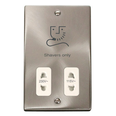 Satin / Brushed Chrome Shaver Socket 115v/230v