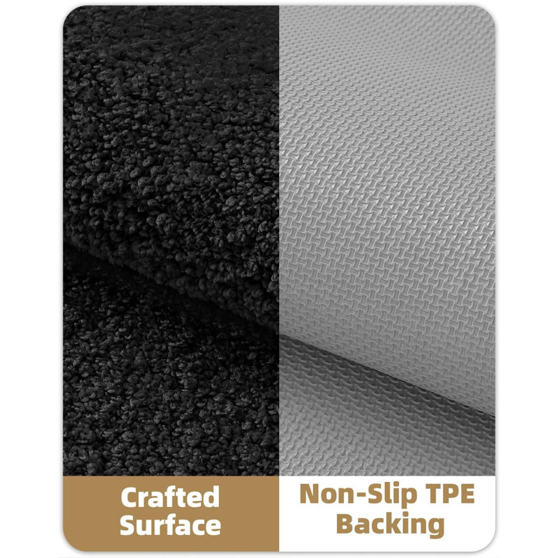 Non-Slip Bath Rug, 60cm W x 110cm L, Black