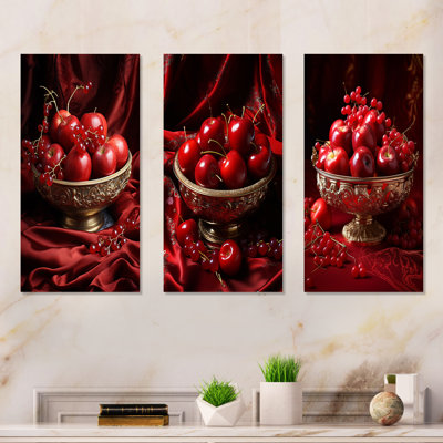 Radiant Red Orchard Apple Opulence - Fruits Canvas Prints Set Of 4