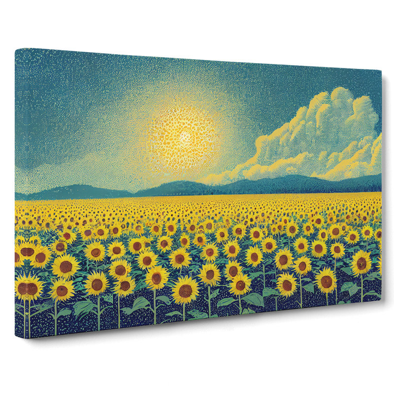Alluring Sunflower Field - Wrapped Canvas, 40cm H x 60cm W x 3cm D