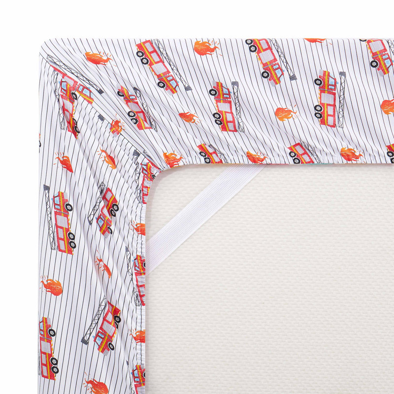 Fire Truck Print Microfiber Kids' Full Sheet Set