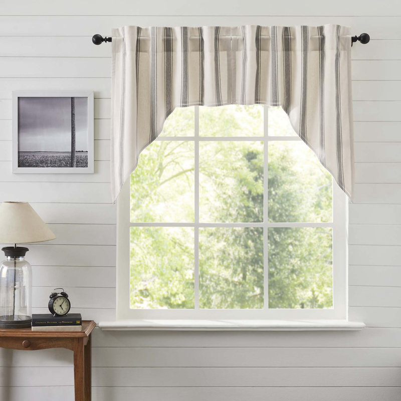 Caryl Cotton Striped Swag Window Valance