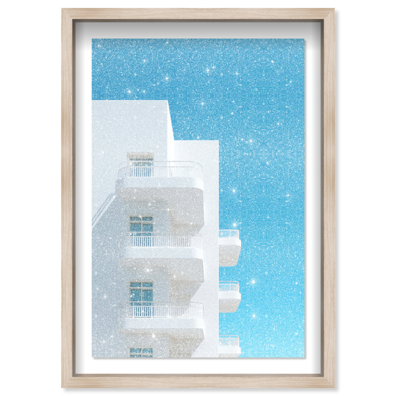 Modular White II Shadowbox Architecture Print by Oliver Gal, Black Frame, 10 x 15, 11.5"H x 16.5"W, Natural Oak Shadowbox