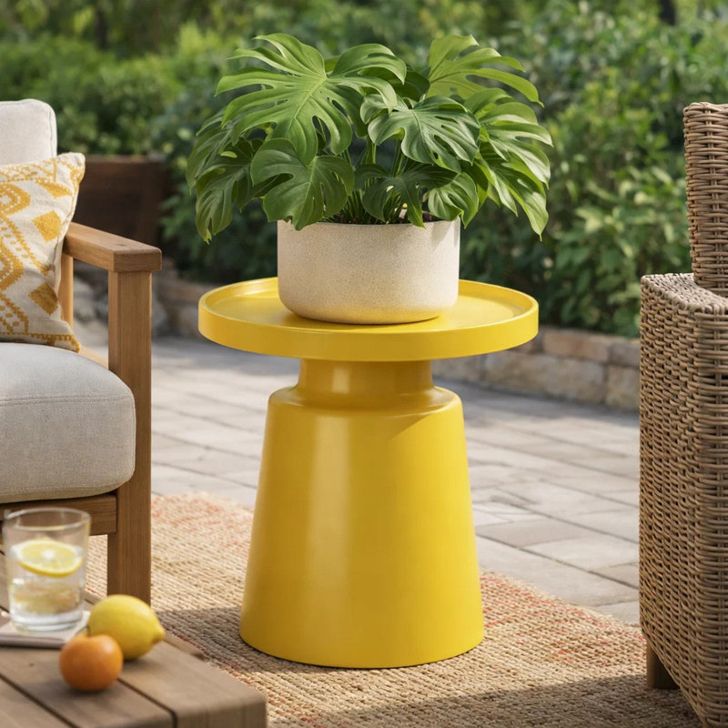 Support pour plante Lumia, finition jaune, rebord surélevé, 19 po