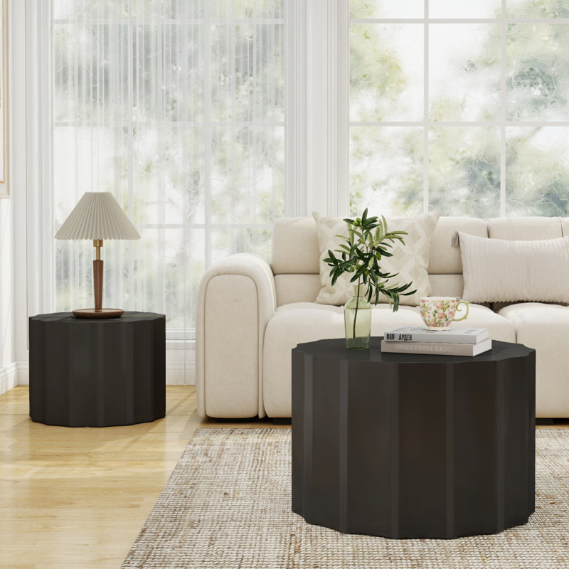 23.6" Nesting Coffee Table Set, Black