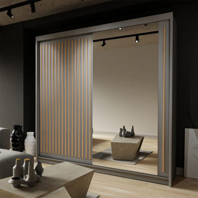 Moscow Sliding Wardrobe with Mirror Modern Bedroom Wardrobe 4 Colours 3 Sizes