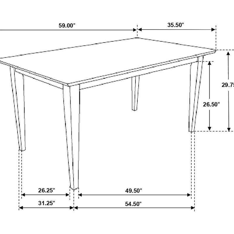Table de salle à manger 5 de style contemporain avec table rectangulaire en bois de 59 pouces et quatre chaises rembourrées beiges en finition cappuccino pour déjeuner transitionnel