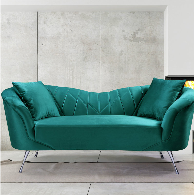 Eichler 70.34'' Velvet Sofa, Green