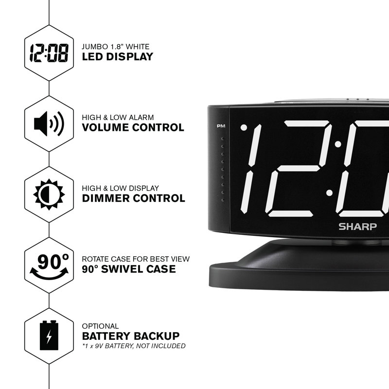 Digitally Electric Tabletop Clock with Alarm Black