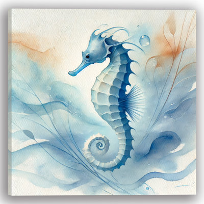 «Serene Seahorse Journey», art mural sur toile tendue