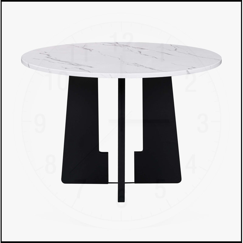 Table de salle à manger ronde en faux marbre, parfaite pour les cafés, les restaurants et la maison