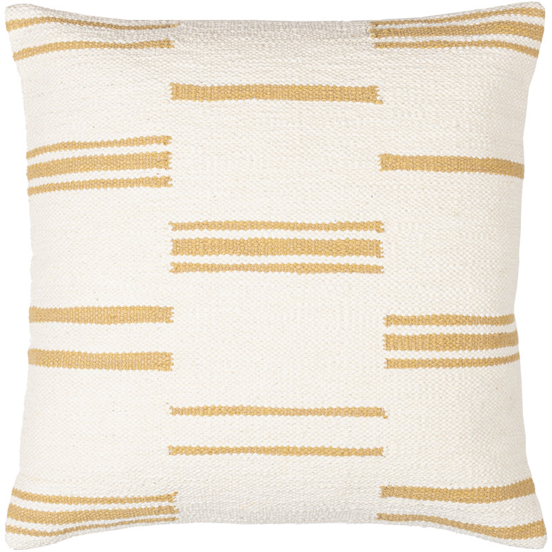 Jeté en coton Chanterelle, 18 po x 18 po, Blanc/Brun clair, Housse de coussin seulement - sans coussin