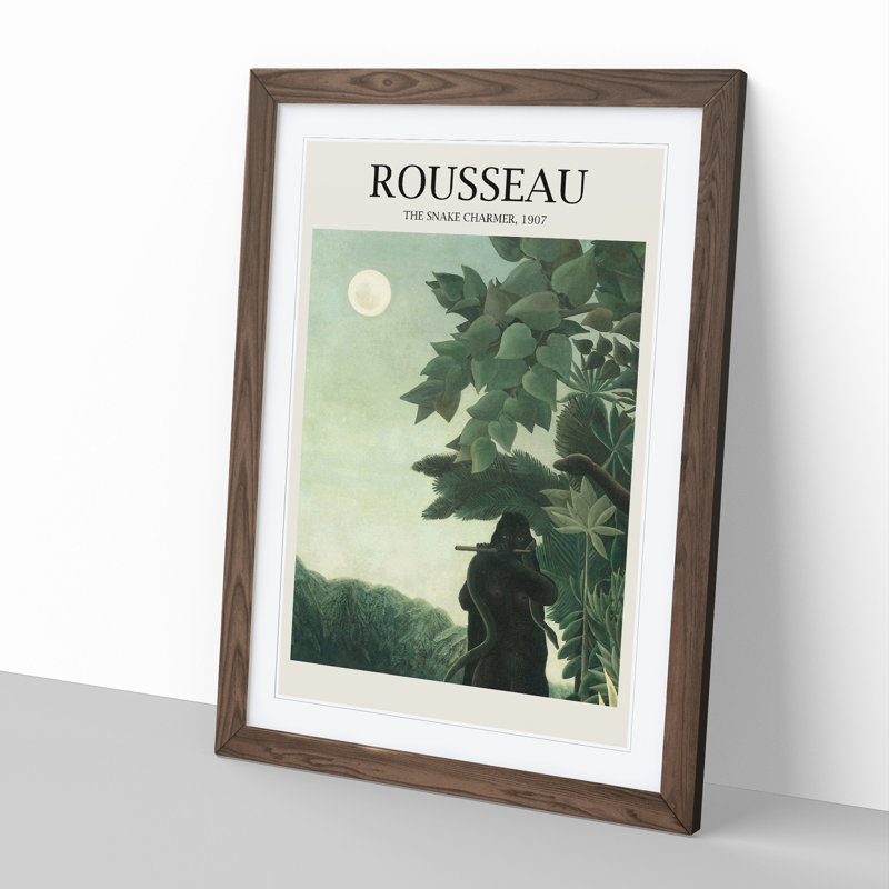 The Snake Charmer by Henri Rousseau - Picture Frame Painting, Walnut Framed, 36cm H x 27cm W x 2cm D