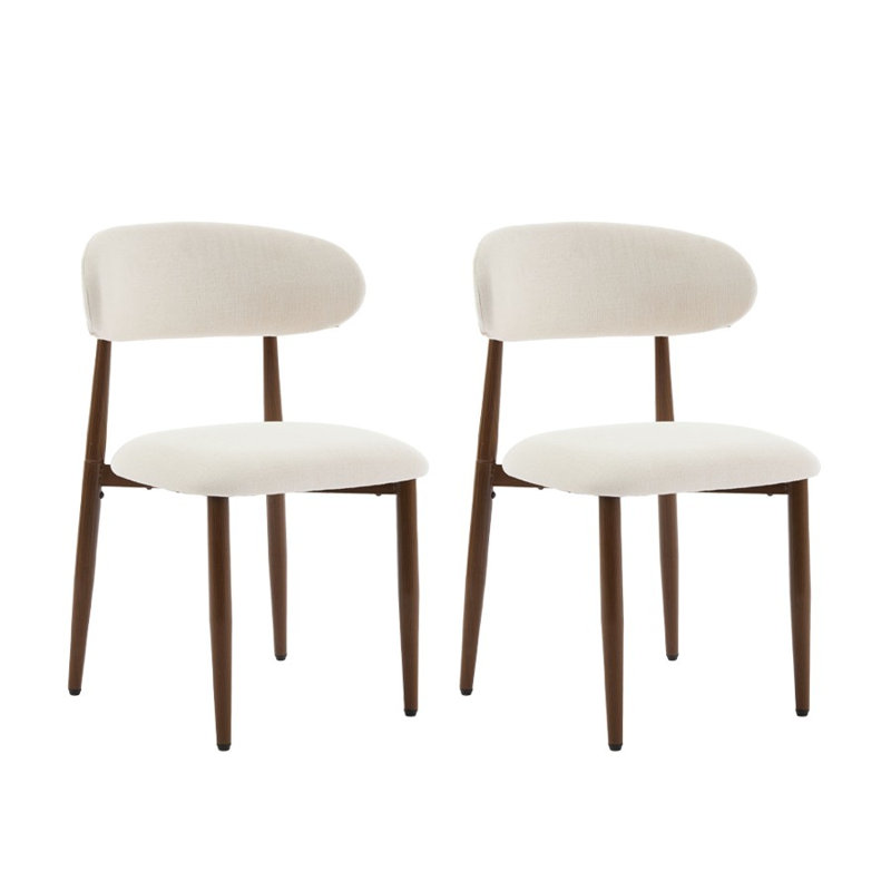 Ensemble de 2 chaises de salle à manger modernes beige avec siège rembourré en tissu, dossier ergonomique pour salle à manger, style campagne moderne