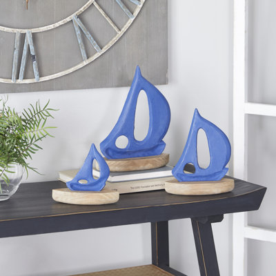 Phil 3-Piece Wood Sailboat Sculpture Set