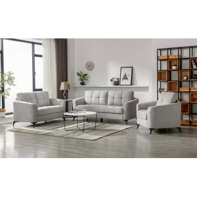 Ensemble de canapé-lit en tissu tissé gris clair