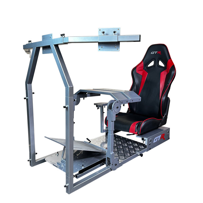 Fauteuil de jeu inclinable et réglable en cuir GTR Simulateur, Argent