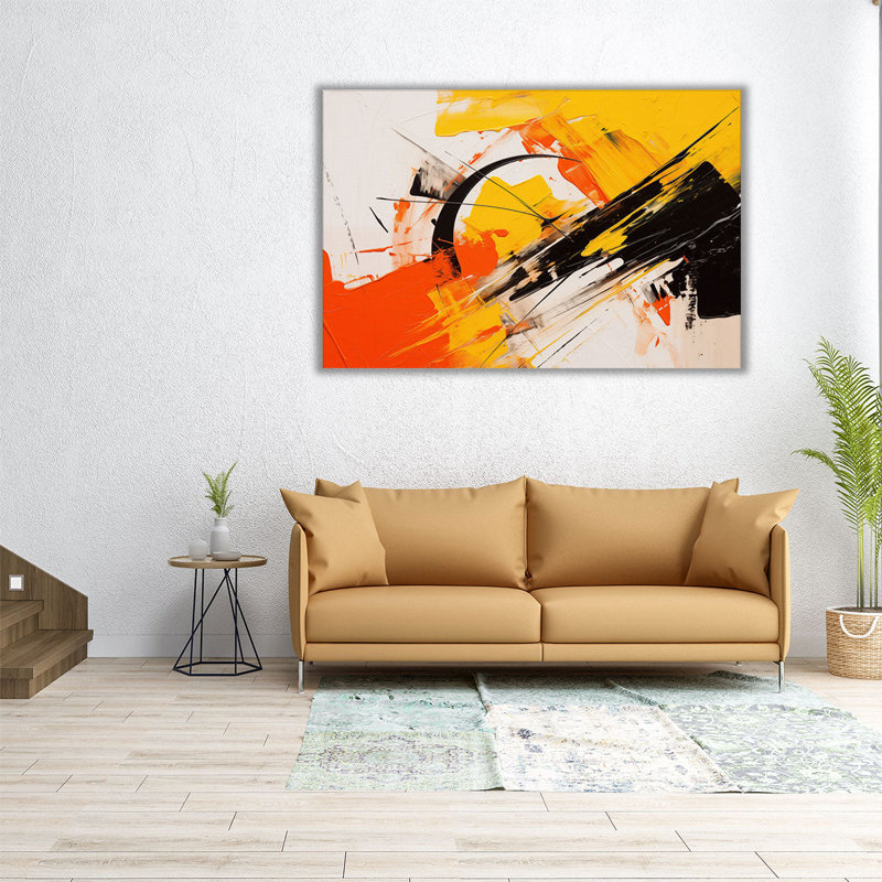 Jaune, orange, noir, émeute, H 40 po x l 60 po