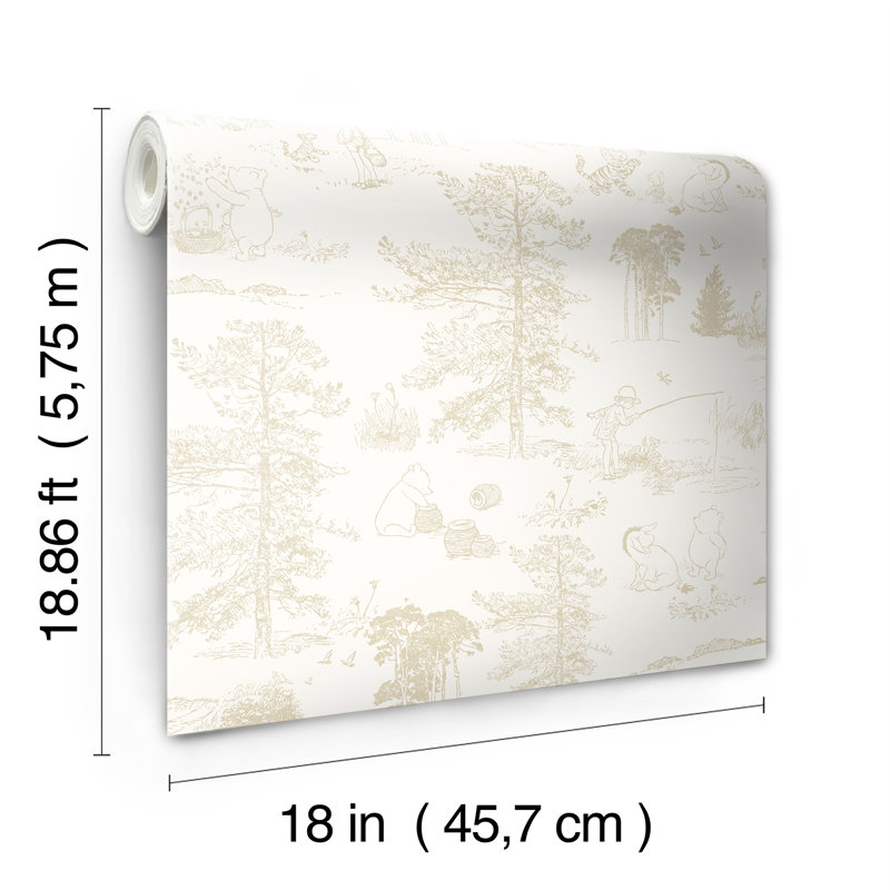 Winnie The Pooh Toile Peel & Stick Wallpaper