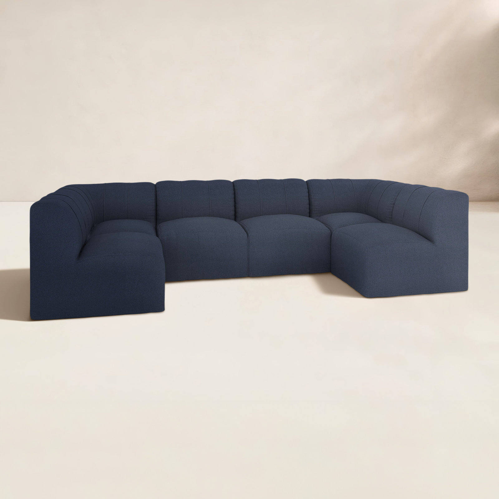 Praia 124" Sunbrella Outdoor U Sectional, Canvas Navy Sunbrella® Canvas