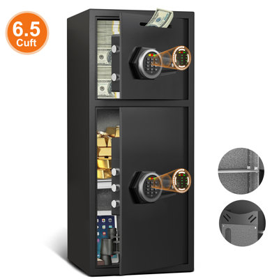 New Large Home Safe, Money Safe Box With Slot & Metal Deposit Storage Box, Home Safe With Dual Alarm System & Mute Mode For Valuables