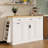Multi-Functional Storage Sideboard, Trash Can Storage, Sliding Door Cabinet & 3-Tier Spice Rack,Kitchen Island Table For Kitchen, Dining Room (White)-1676578239