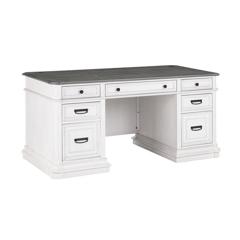 Bureaux de direction avec prises intégrées Dagostino, gris