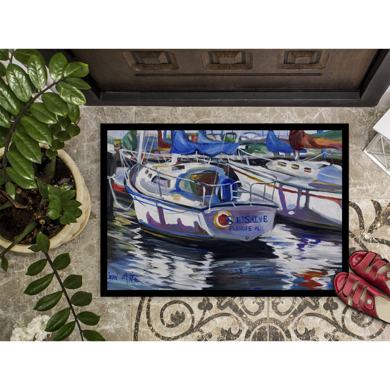 Tapis de porte d’intérieur anti-dérapant à voilier soleil, Rectangle 2 pi x 3 pi