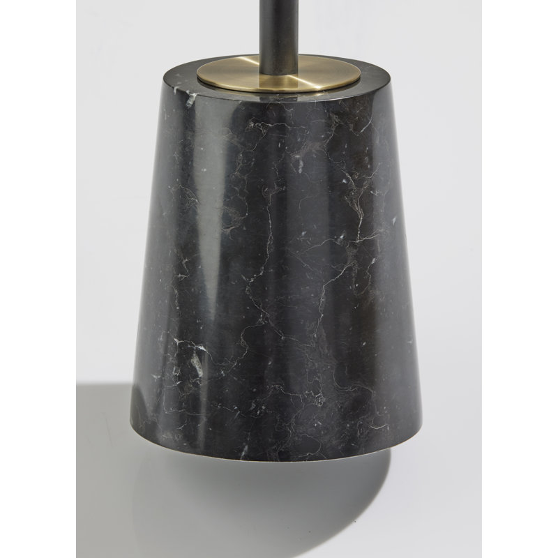 Modern Black LED Floor Lamp with Marble Base, 71"