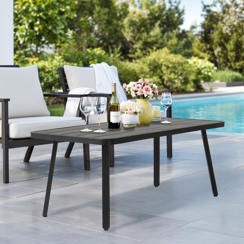 Black Steel Rectangle Patio Coffee Table