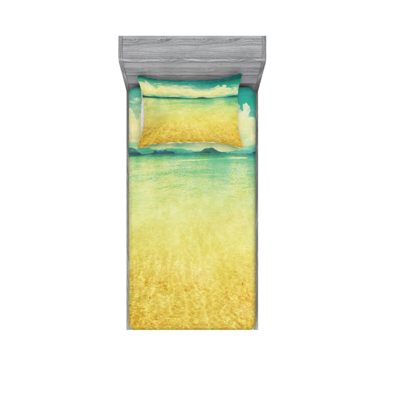 Ensemble de draps "view of the sea" grunge, Ensemble de draps pour lit simple avec drap-housse
