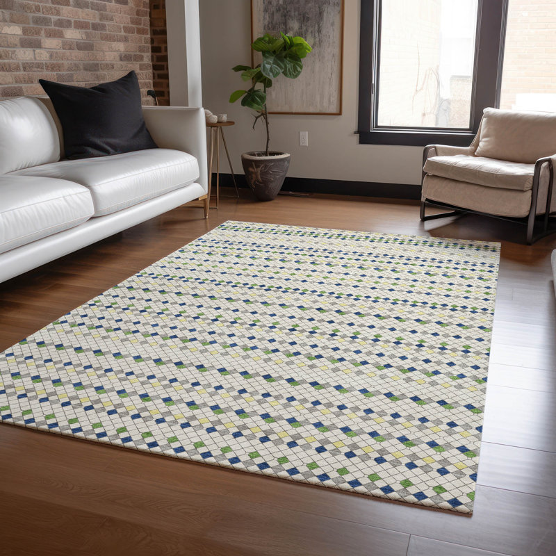 Machine Washable Indoor/Outdoor Christain ACN1412 Linen Rug, Rectangle 9' x 12'