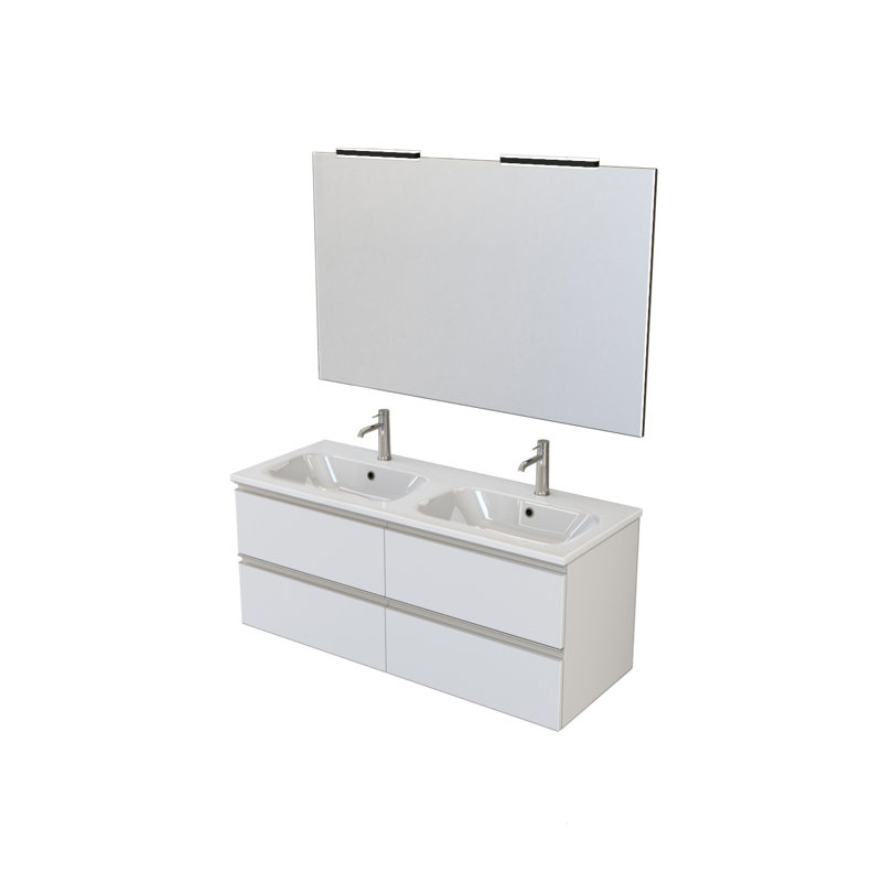 Cameron 1210mm Double Bathroom Vanity with Solid Surface Basin, White