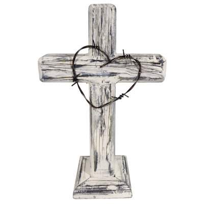 Devanhi Barbwire, croix debout en bois patiné