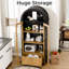 Armoire de rangement arquée de 71 po de hauteur avec portes en verre, tiroir et poignées en métal, vitrine rétro moderne pour le salon, la cuisine ou la chambre à coucher-120746645
