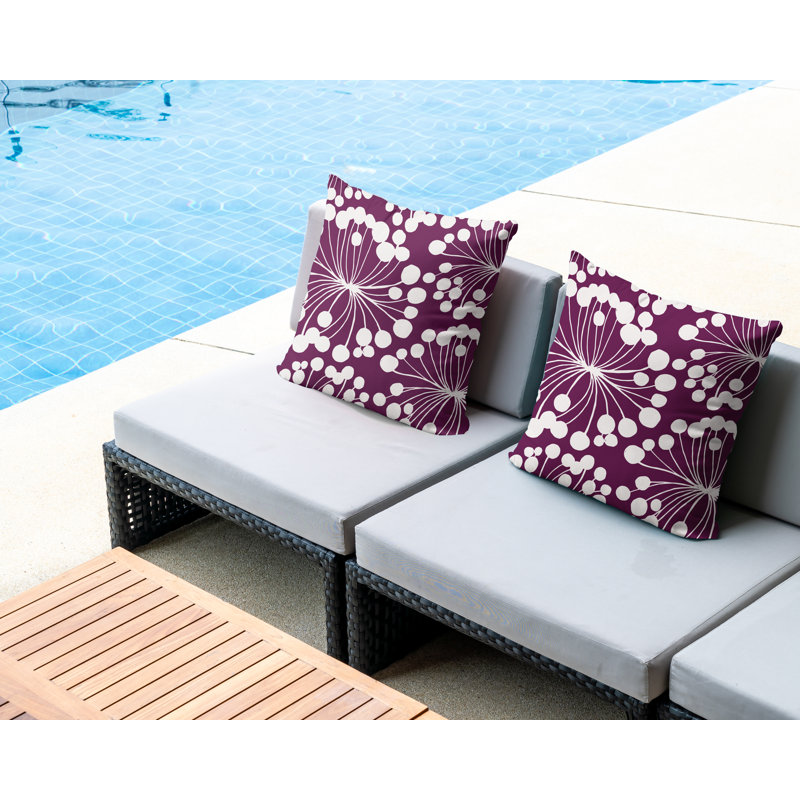 Housse et insert de coussin décoratif intérieur / extérieur en mélange de polyester, L 17 po x H 17 po, Mauve