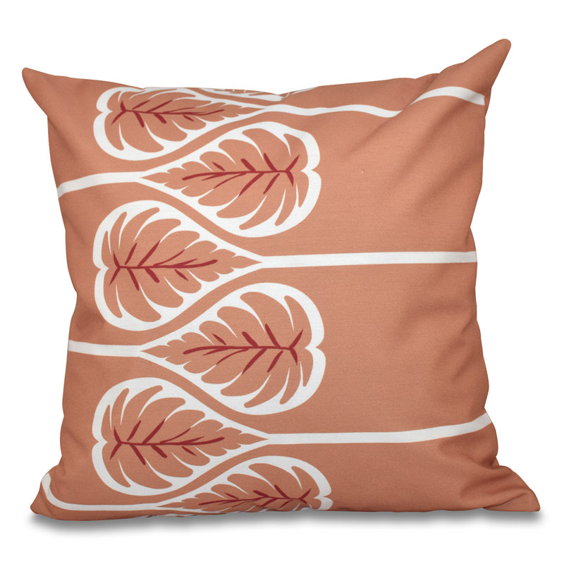 Housse de coussin d'extérieur carré Botanical Blooms, 18 po x 18 po, Corail