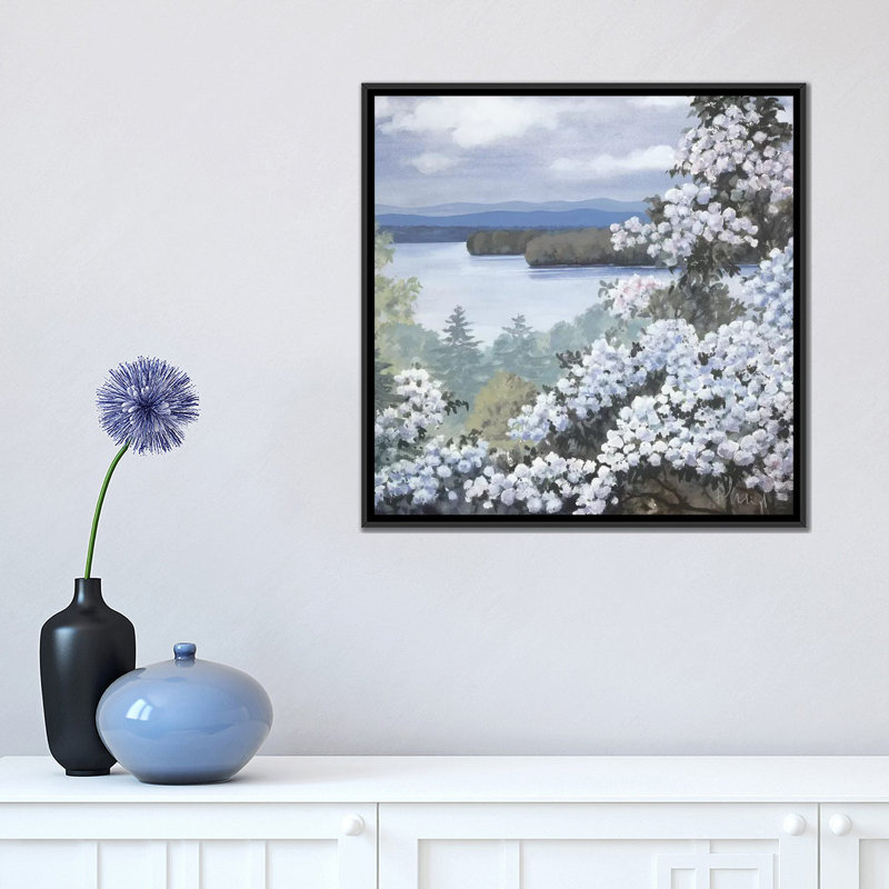 « water base i », impression sur toile, H 18 po x l 18 po x P 1,5 po, Toile avec cadre flottant noir, Pas de tapis