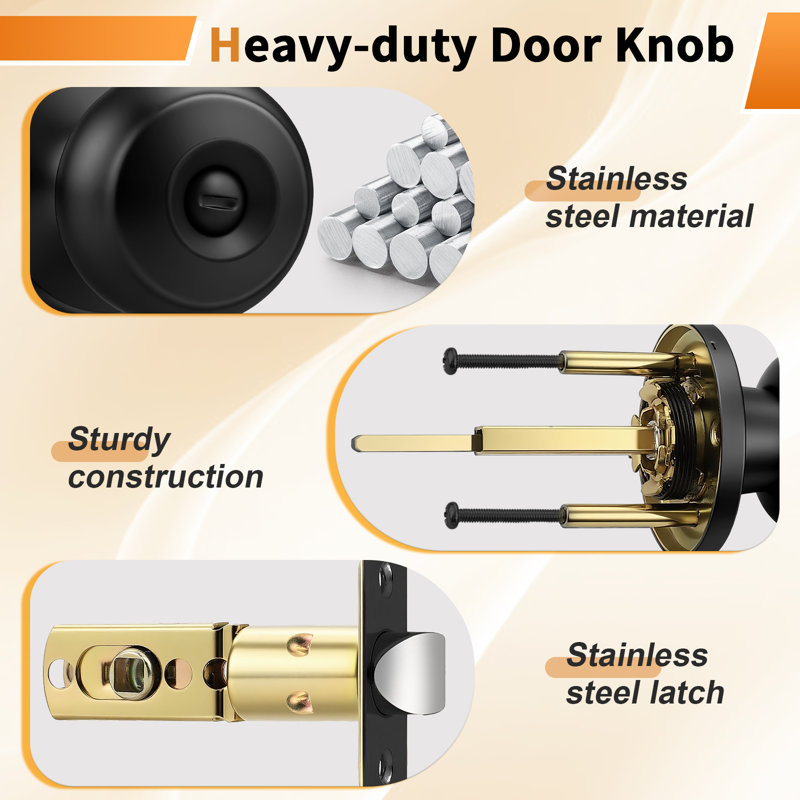 Privacy Door Knobs with Round Rosette, Black, Privacy (Bed & Bath)