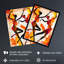 Two Dancers in Abstract Artwork Orange Bold Wall Art Print