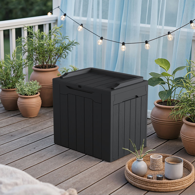 31 Gallons Lockable Resin Deck Box, Black