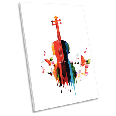 Violin Music Grunge Floral - Wrapped Canvas Painting