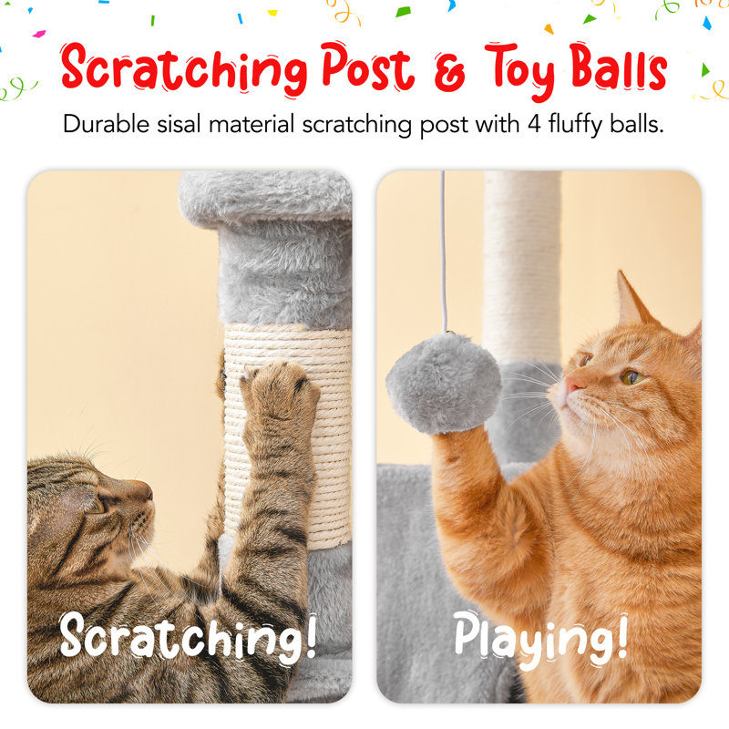 Arbre à chat de 66 pouces de hauteur pour chats d'intérieur, Gris clair