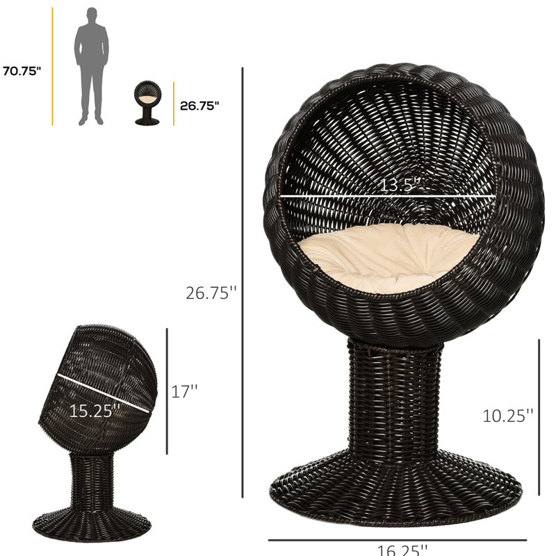 Lit pour animal de compagnie surélevé 27 po avec coussin moelleux pour chat, simple mais élégant