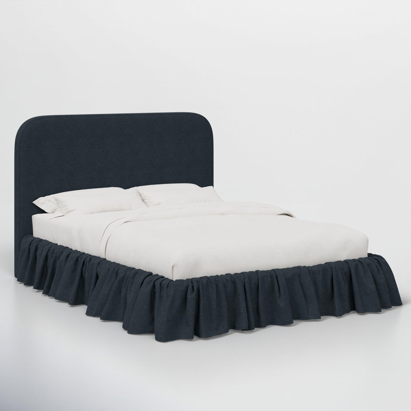 Maggie Ruffle Platform Bed, Classic Navy Linen, Twin
