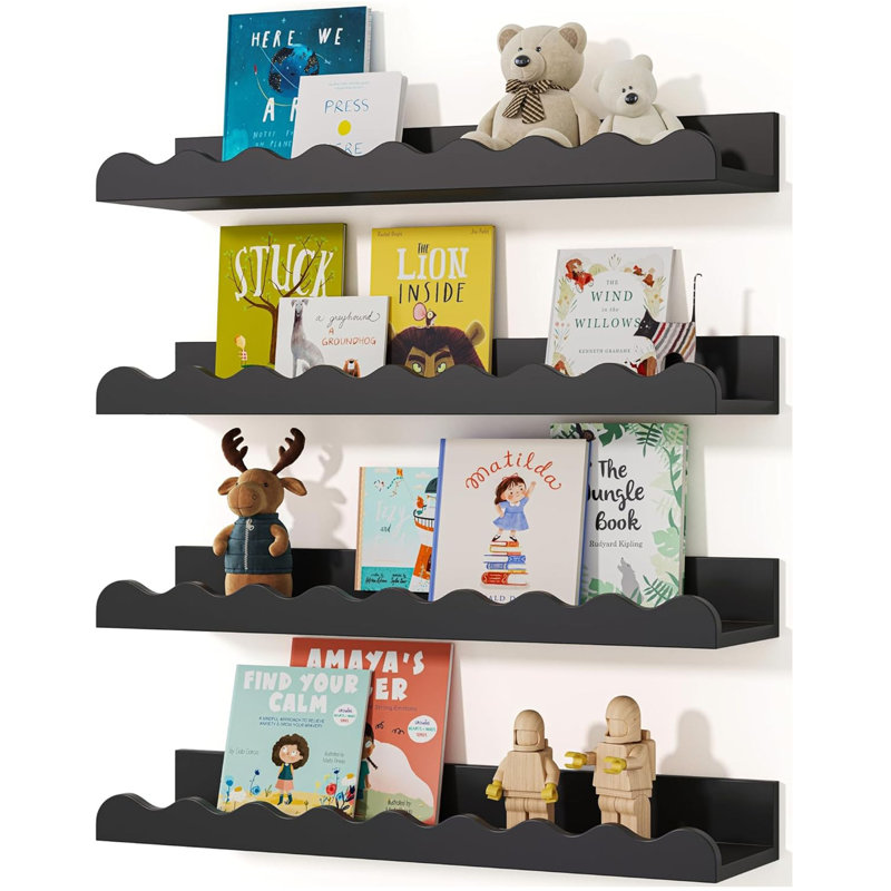 Tablettes flottantes, 4 pièces, noir