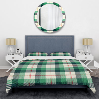 Ensemble de housse de couette en microfibre vert / gris / rouge 2 pièces
