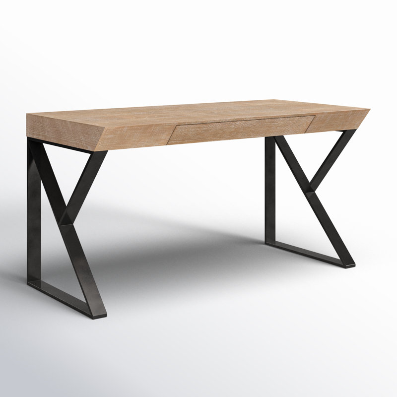 Bilbrook Metal Base Writing Desk, Rustic Natural Oak
