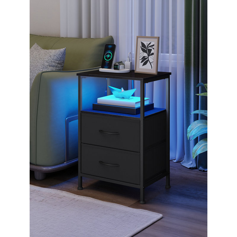 30cm W Steel Bedside Table, Black
